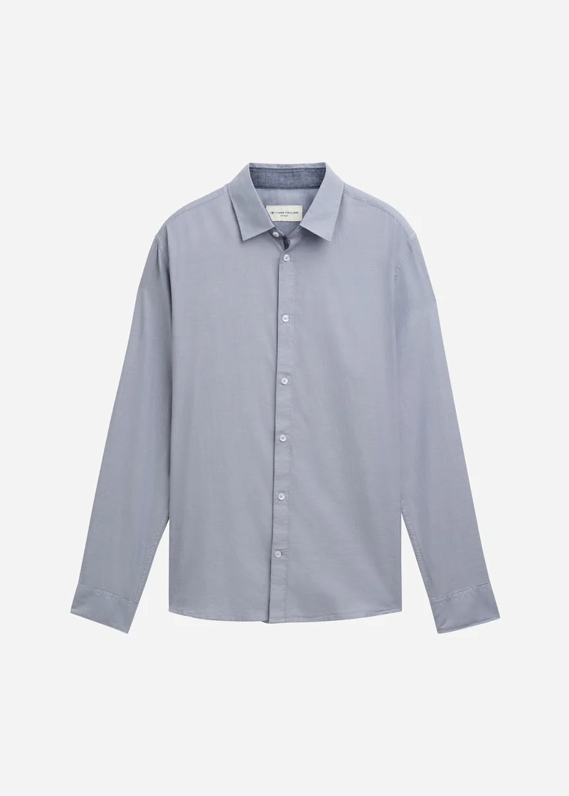 Tom Tailor Fitted Cotton Shirt Grey Structure