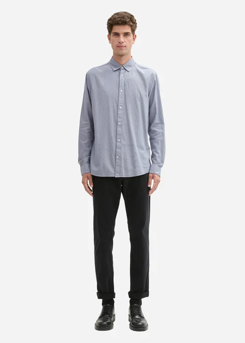 Tom Tailor Fitted Cotton Shirt Grey Structure