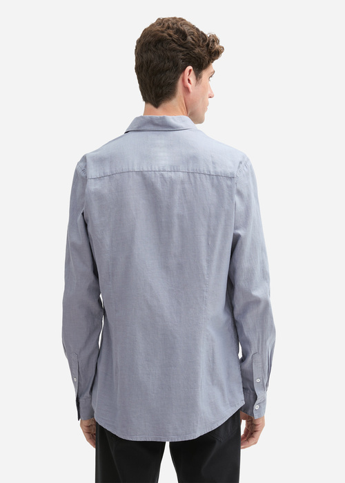 Tom Tailor Fitted Cotton Shirt Grey Structure - 1043813-36692