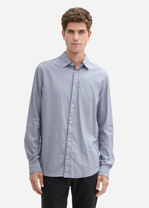 Tom Tailor Fitted Cotton Shirt Grey Structure - 1043813-36692