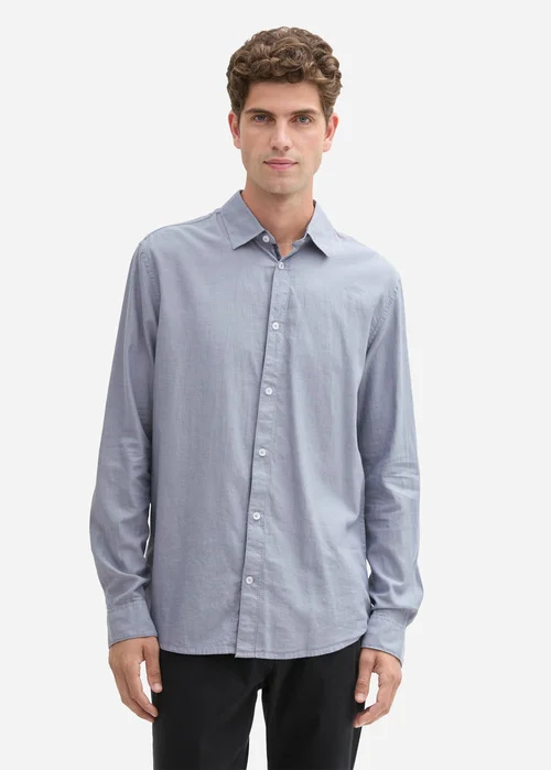 Tom Tailor Fitted Cotton Shirt Grey Structure