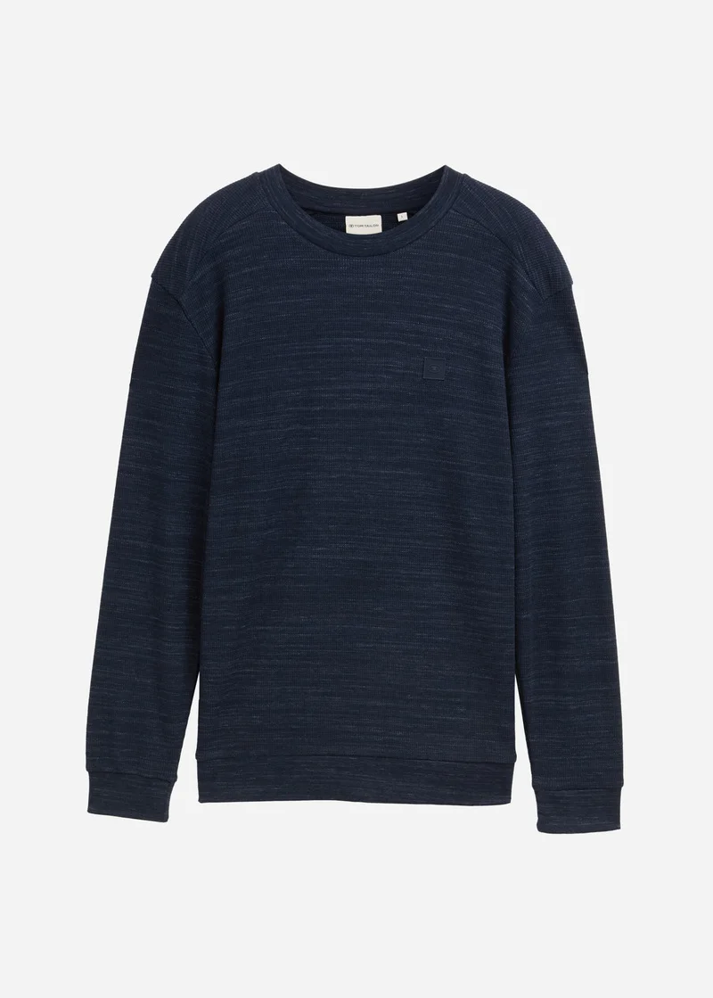 Tom Tailor Long Sleeve Tee Navy Waffle Inject