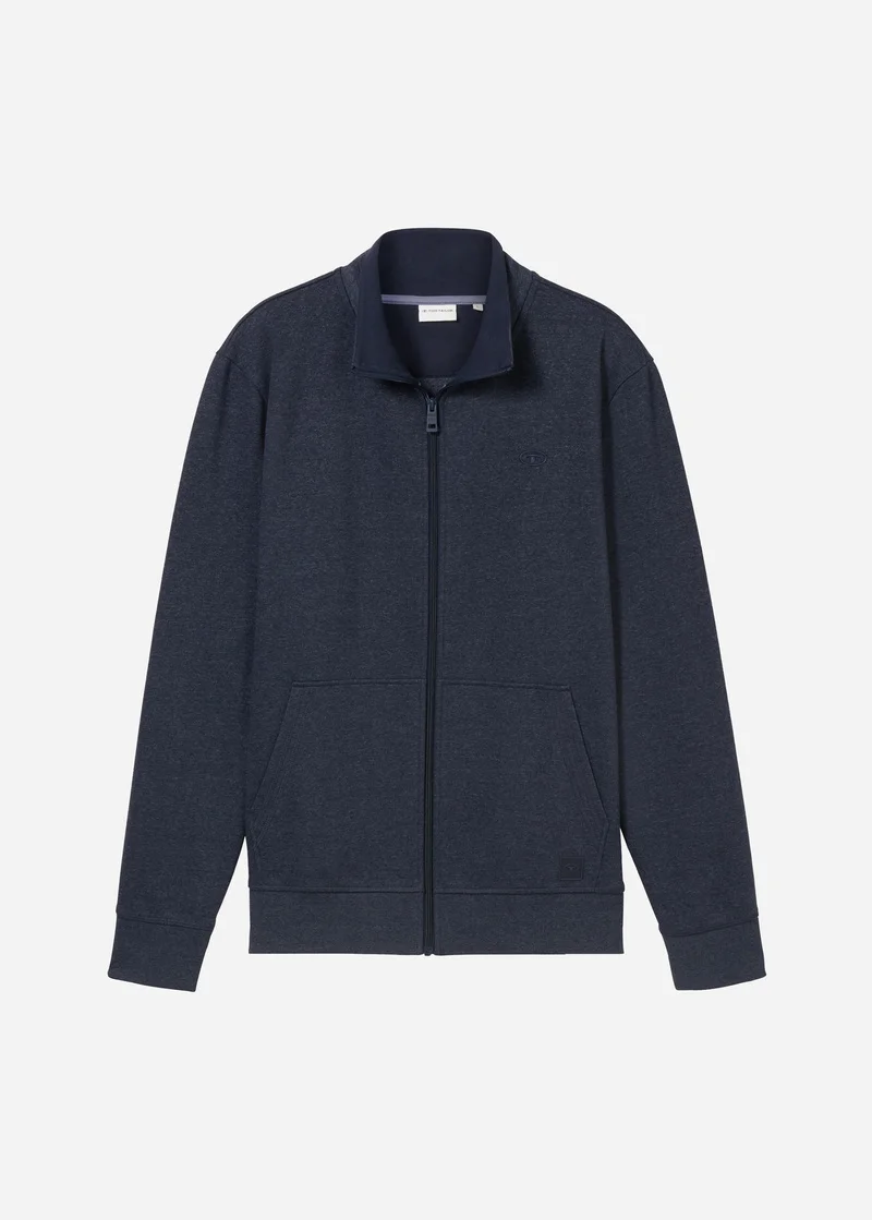 Tom Tailor Sweat Jacket In A Melange Look Sky Captain Blue White Melange