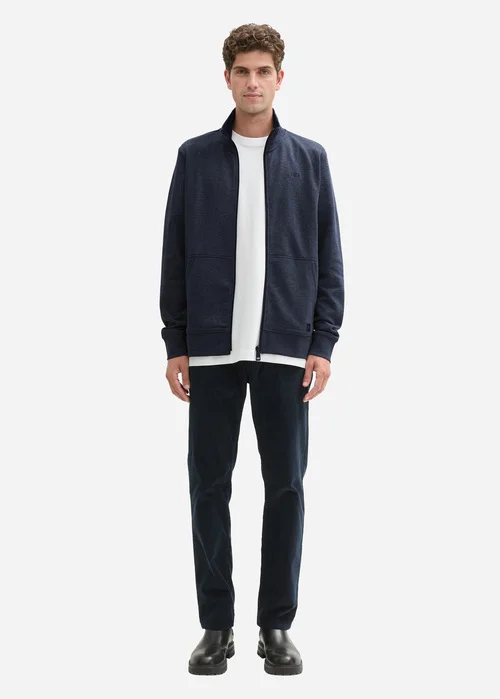 Tom Tailor Sweat Jacket In A Melange Look Sky Captain Blue White Melange