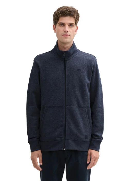 Tom Tailor Sweat Jacket In A Melange Look Sky Captain Blue White Melange