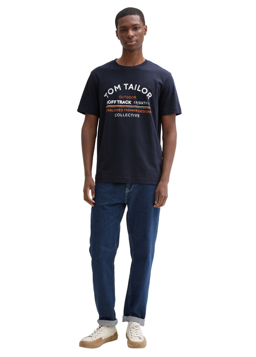 Tom Tailor C Neck Logo T Shirt Sky Captain Blue - 1044031-10668