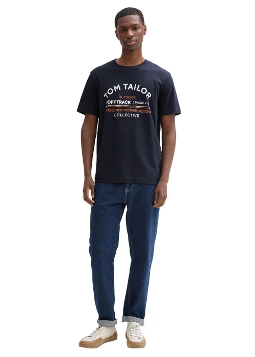 Tom Tailor C Neck Logo T Shirt Sky Captain Blue