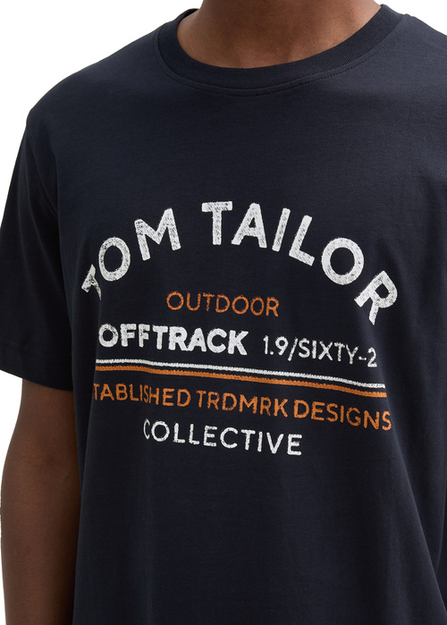 Tom Tailor C Neck Logo T Shirt Sky Captain Blue - 1044031-10668