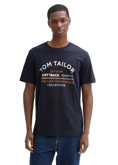 Tom Tailor C Neck Logo T Shirt Sky Captain Blue - 1044031-10668