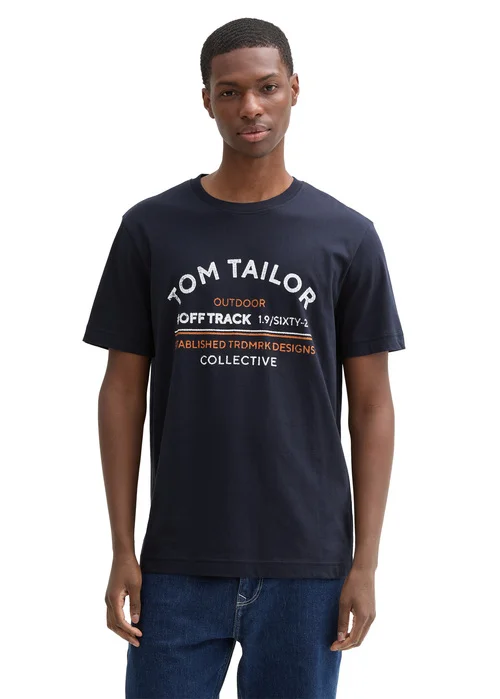 Tom Tailor C Neck Logo T Shirt Sky Captain Blue