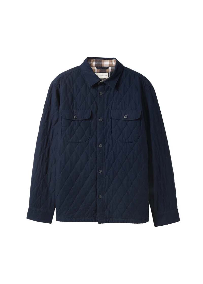 Tom Tailor Quilted Overshirt Sky Captain Blue