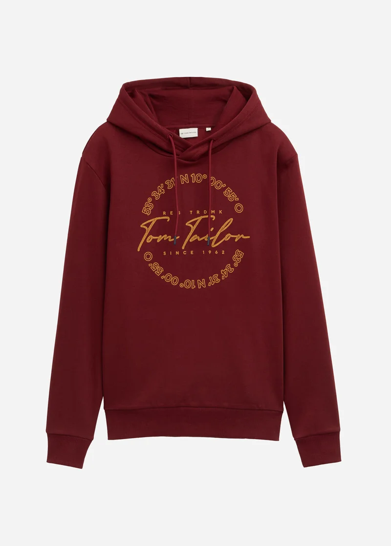 Tom Tailor Hoodie Print Burgundy Dark Red