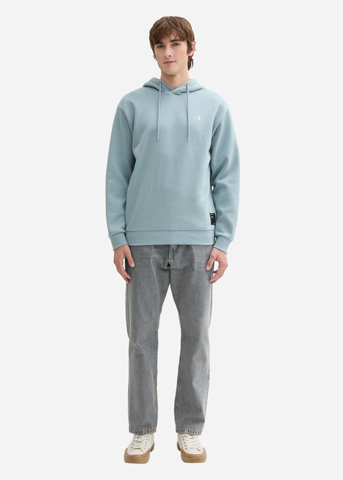 Tom Tailor Hoodie With Logo Details Light Grey Mint - 1044886-27840