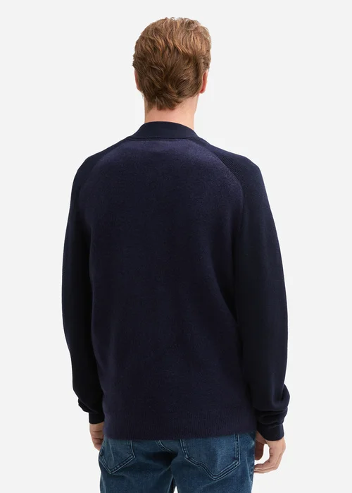 Tom Tailor Cardigan In A Mix Of Materials Knitted Navy Melange
