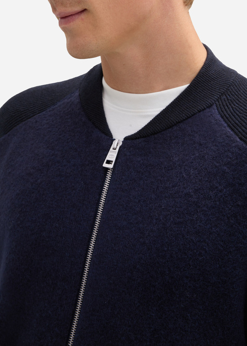 Tom Tailor Cardigan In A Mix Of Materials Knitted Navy Melange - 1044562-13160