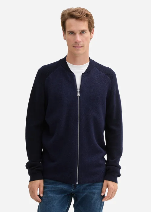Tom Tailor Cardigan In A Mix Of Materials Knitted Navy Melange