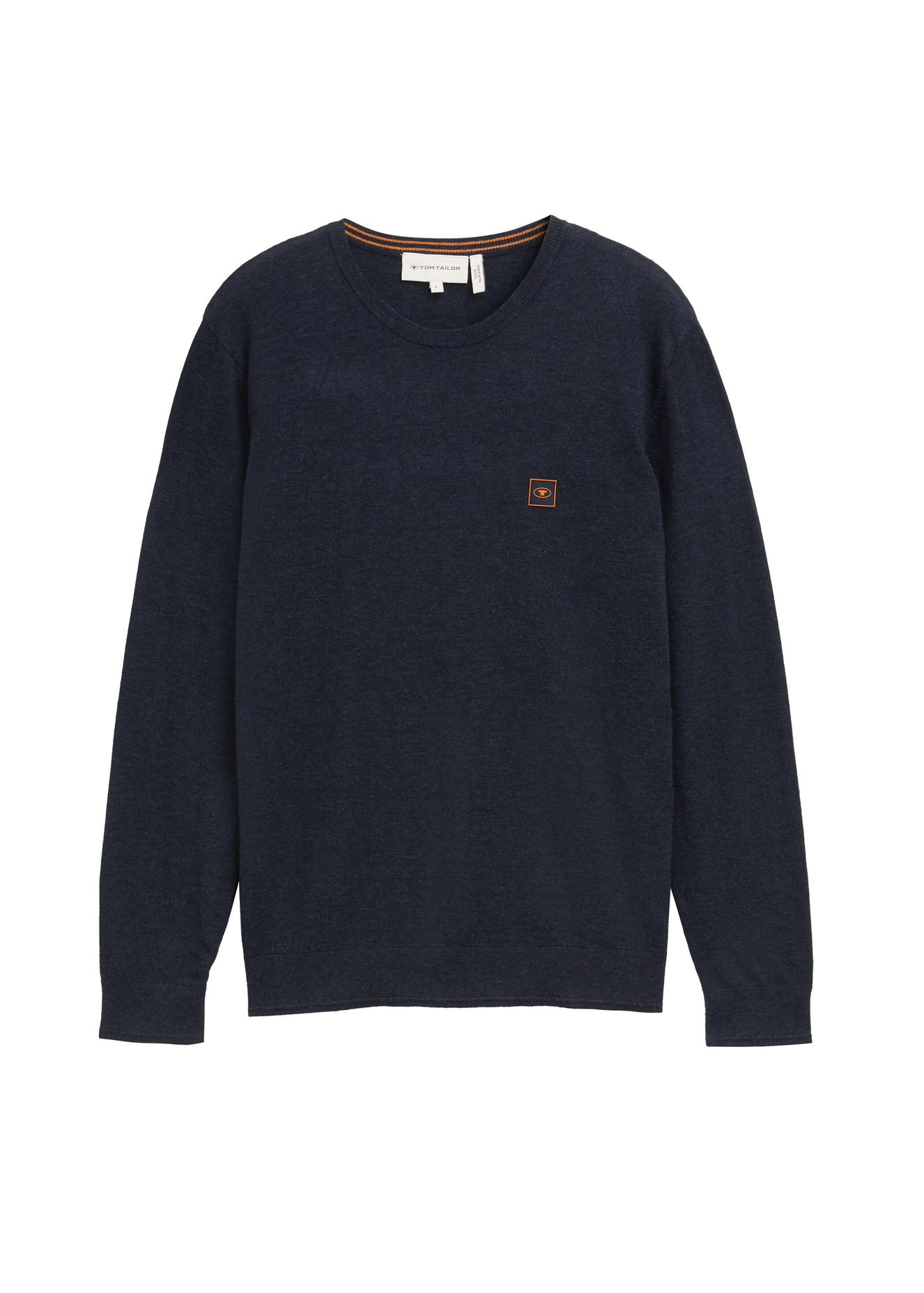 Tom Tailor Knitted Jumper With Logo Badge Knitted Navy Melange - 1044567-13160