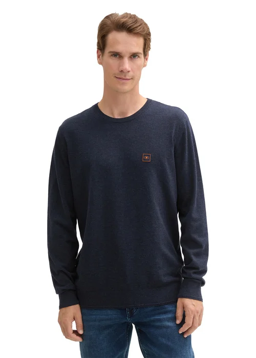 Tom Tailor Knitted Jumper With Logo Badge Knitted Navy Melange
