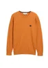 Tom Tailor Knitted Jumper With Logo Badge Tomato Cream Orange Melange