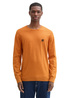 Tom Tailor Knitted Jumper With Logo Badge Tomato Cream Orange Melange - 1044567-32752