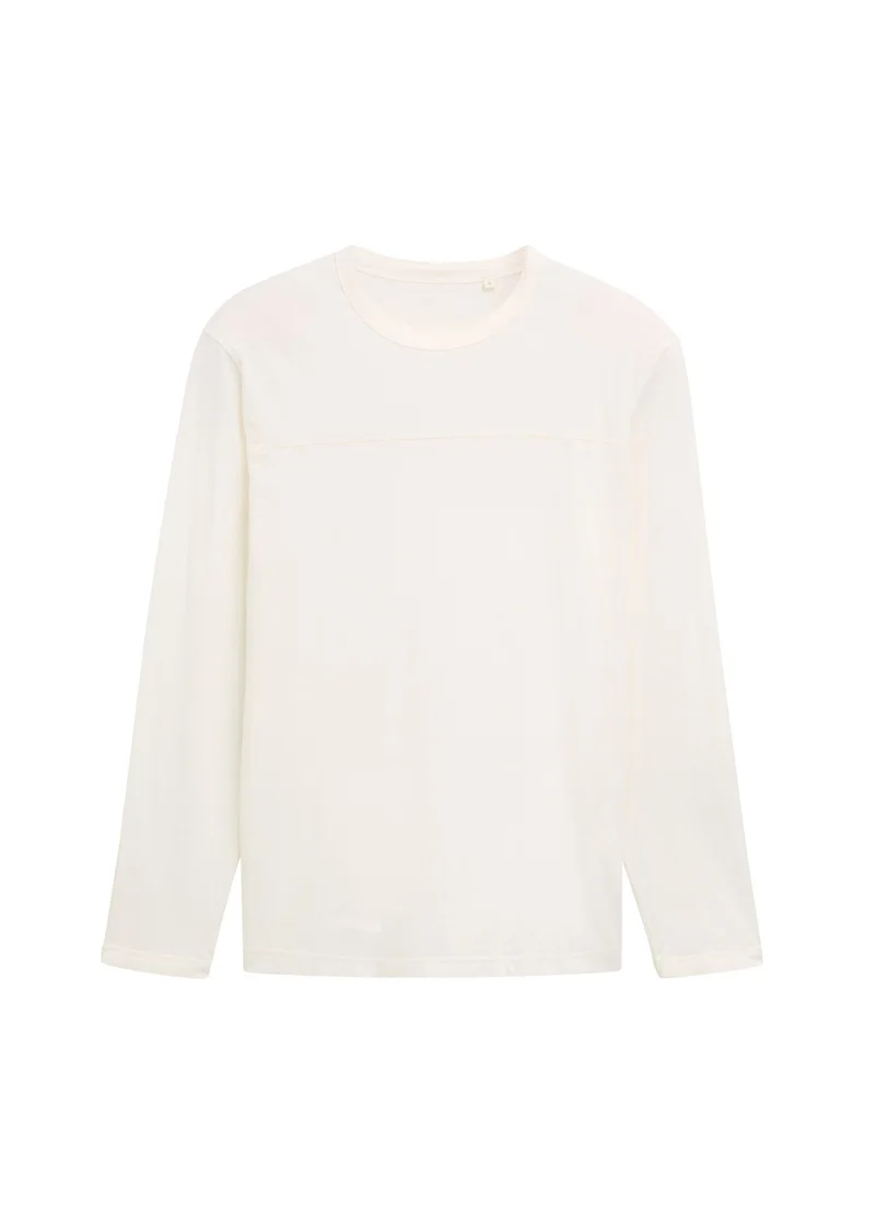 Tom Tailor Long Sleeved Shirt With Organic Cotton Off White
