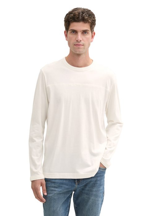 Tom Tailor Long Sleeved Shirt With Organic Cotton Off White - 1044011-10332