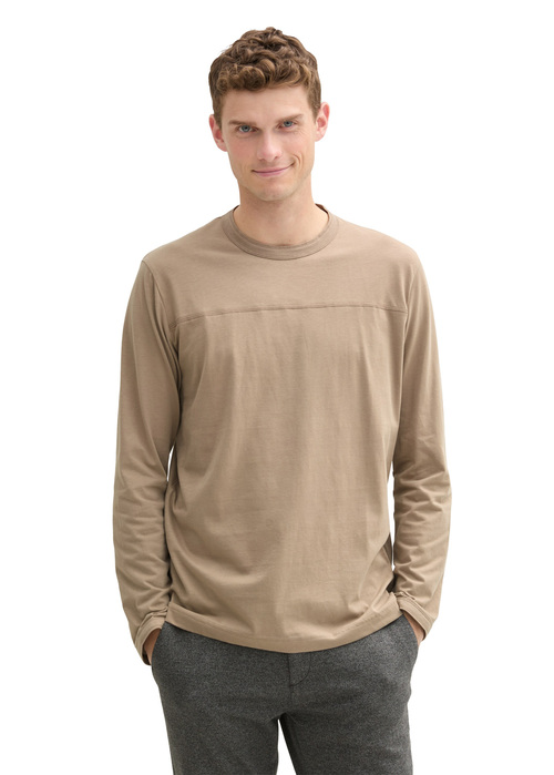 Tom Tailor Long Sleeved Shirt With Organic Cotton Parasol Brown