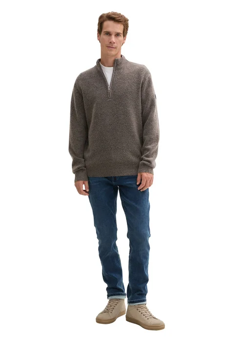 Tom Tailor Troyer Knitted Jumper Parasol Brown Black Core