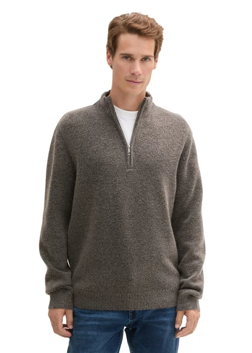 Tom Tailor Troyer Knitted Jumper Parasol Brown Black Core