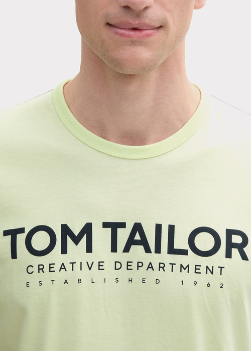 Tom Tailor C Neck T Shirt Lime Cream Green - 1045940-29078