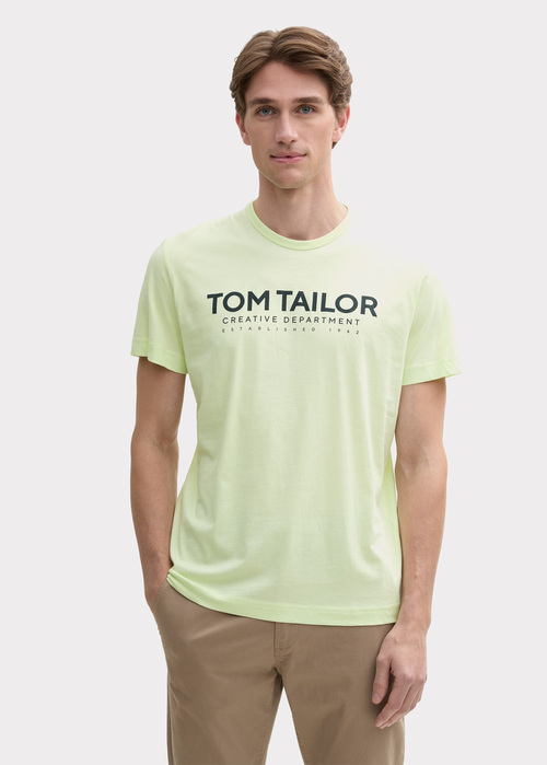 Tom Tailor C Neck T Shirt Lime Cream Green - 1045940-29078