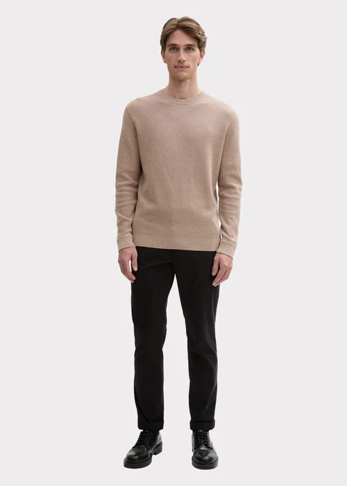 Tom Tailor Textured Round Neck Sweater Parasol Brown Melange