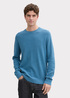 Tom Tailor Textured Round Neck Sweater Ocean Blue Melange - 1042453-37095