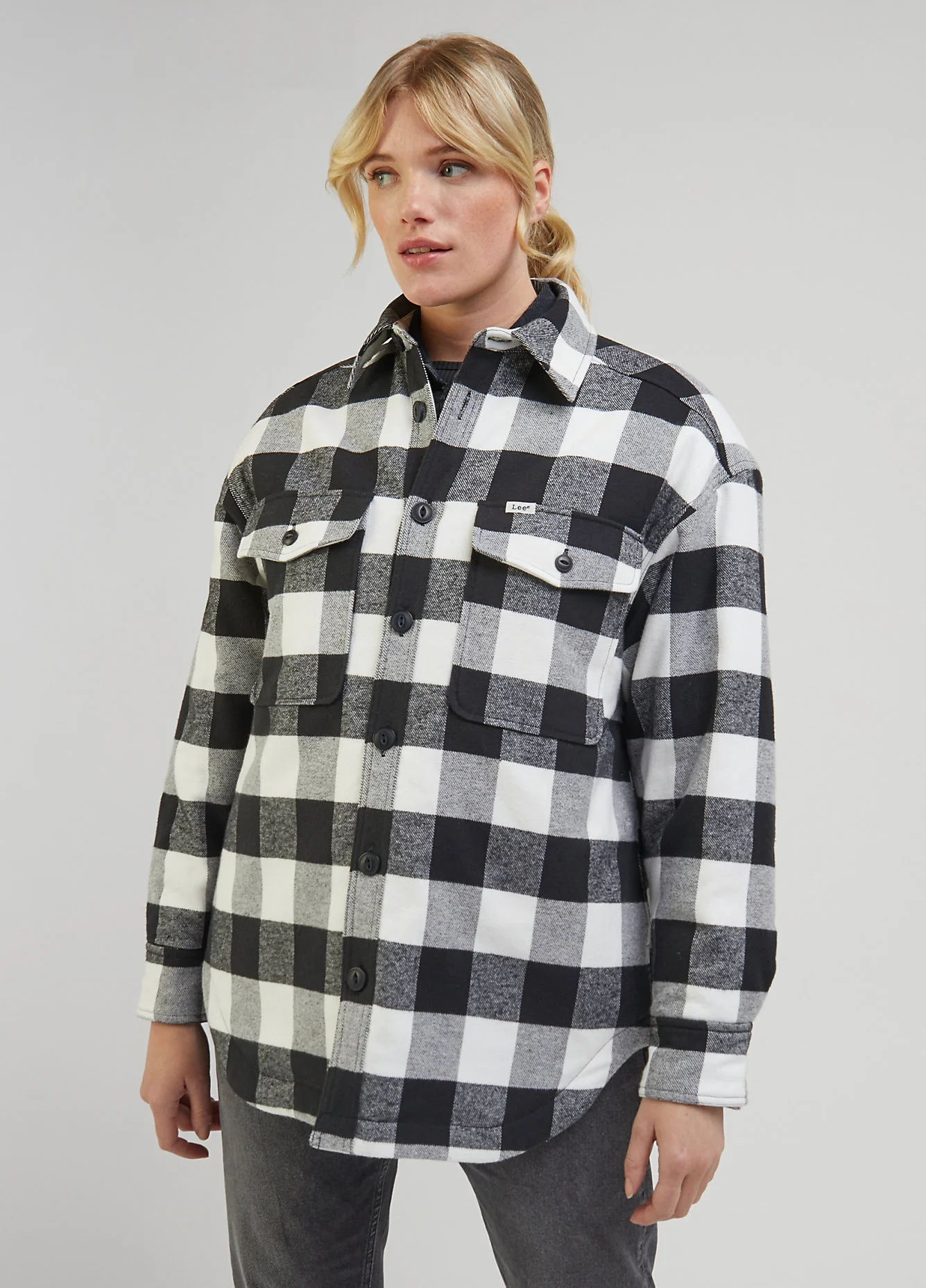 Lee Quilted Overshirt Charcoal Check