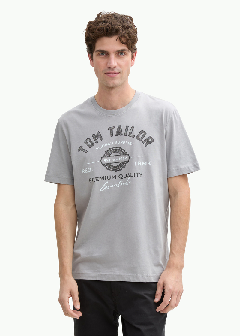 Tom Tailor T Shirt With A Logo Print Deep Grey