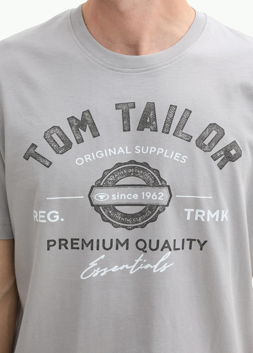 Tom Tailor T Shirt With A Logo Print Deep Grey