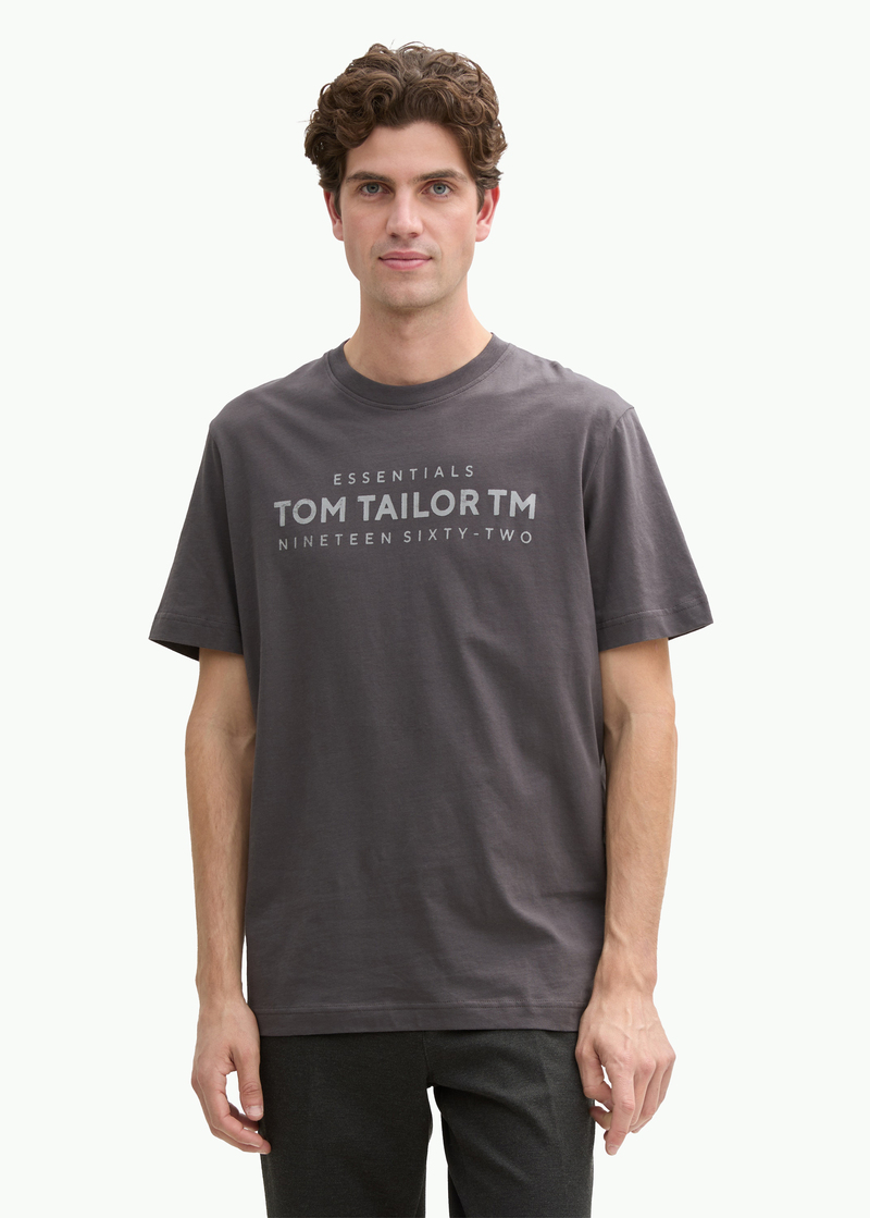 Tom Tailor T Shirt Logo Tarmac Grey