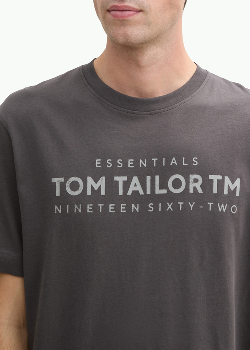 Tom Tailor T Shirt Logo Tarmac Grey