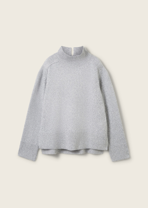 Tom Tailor Soft Knit Sweater With A Stand Up Collar Medium Silver Grey Melange