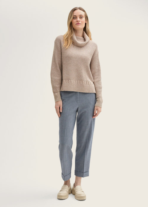 Tom Tailor Knit Turtleneck Sweater Cashew Beige Melange - 1044058-16569