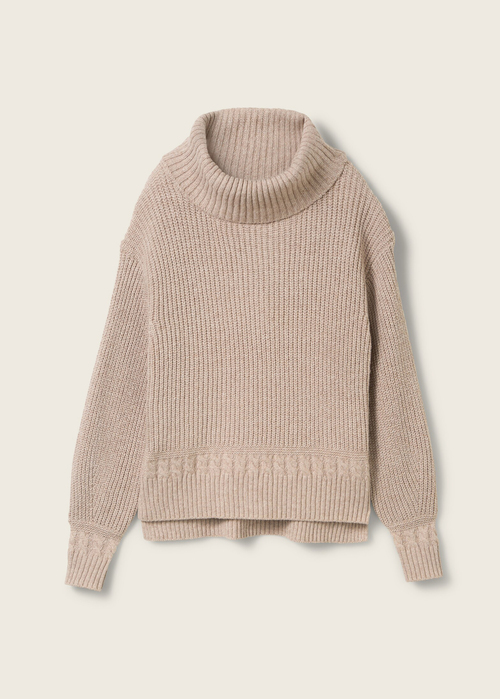 Tom Tailor Knit Turtleneck Sweater Cashew Beige Melange - 1044058-16569