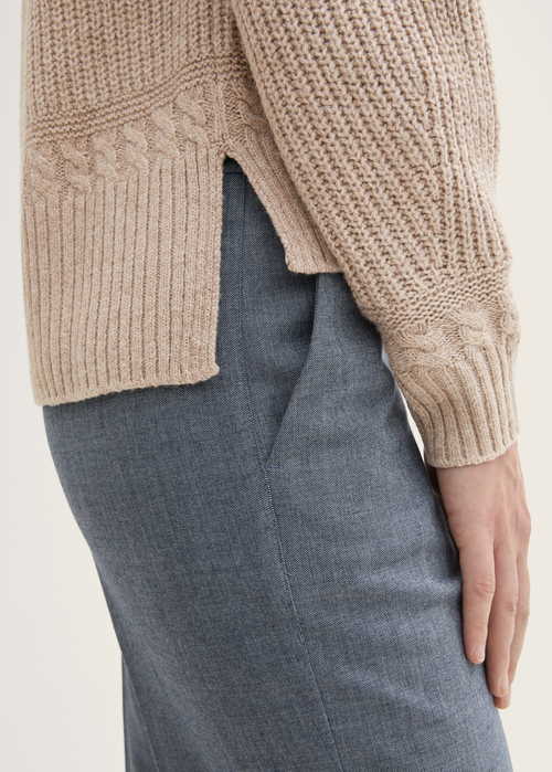 Tom Tailor Knit Turtleneck Sweater Cashew Beige Melange - 1044058-16569