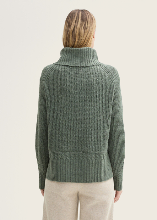 Tom Tailor Knit Turtleneck Sweater Pale Bark Green Melange - 1044058-24775