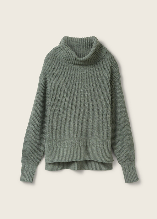 Tom Tailor Knit Turtleneck Sweater Pale Bark Green Melange - 1044058-24775