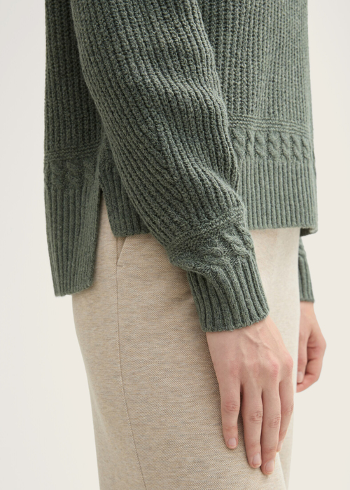 Tom Tailor Knit Turtleneck Sweater Pale Bark Green Melange - 1044058-24775