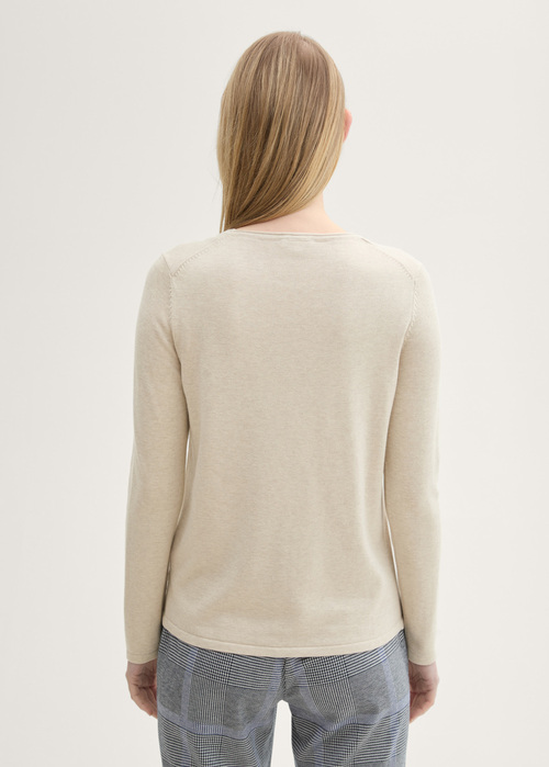 Tom Tailor® Basic Round Neck Sweater - Dusty Beige Melange