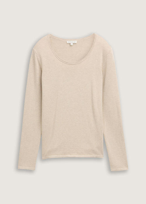 Tom Tailor® Basic Round Neck Sweater - Dusty Beige Melange