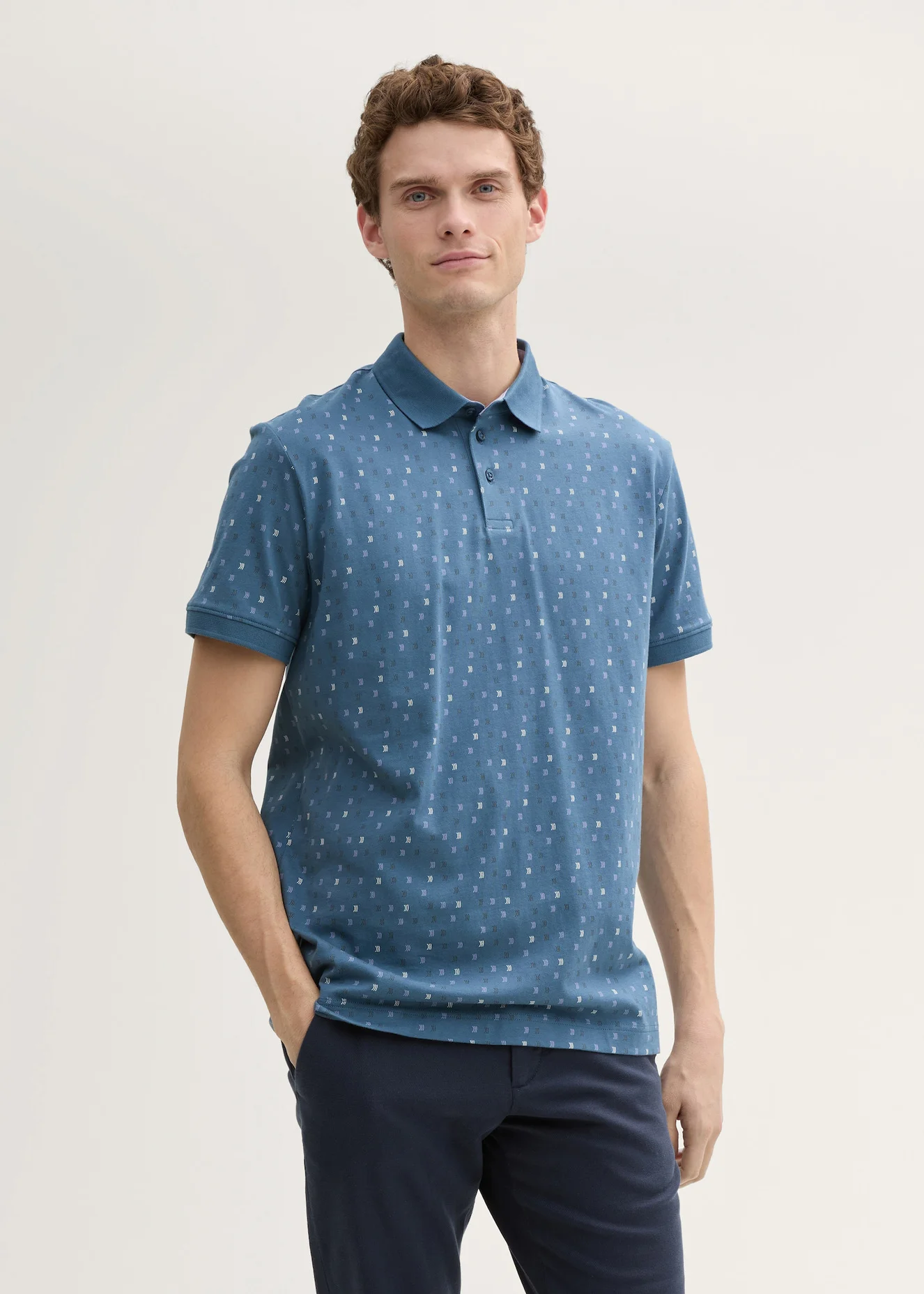 Tom Tailor Polo Tee Mid Blue Stripe Design