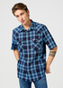 Wrangler Short Sleeve Western Shirt Latigo Indigo Check