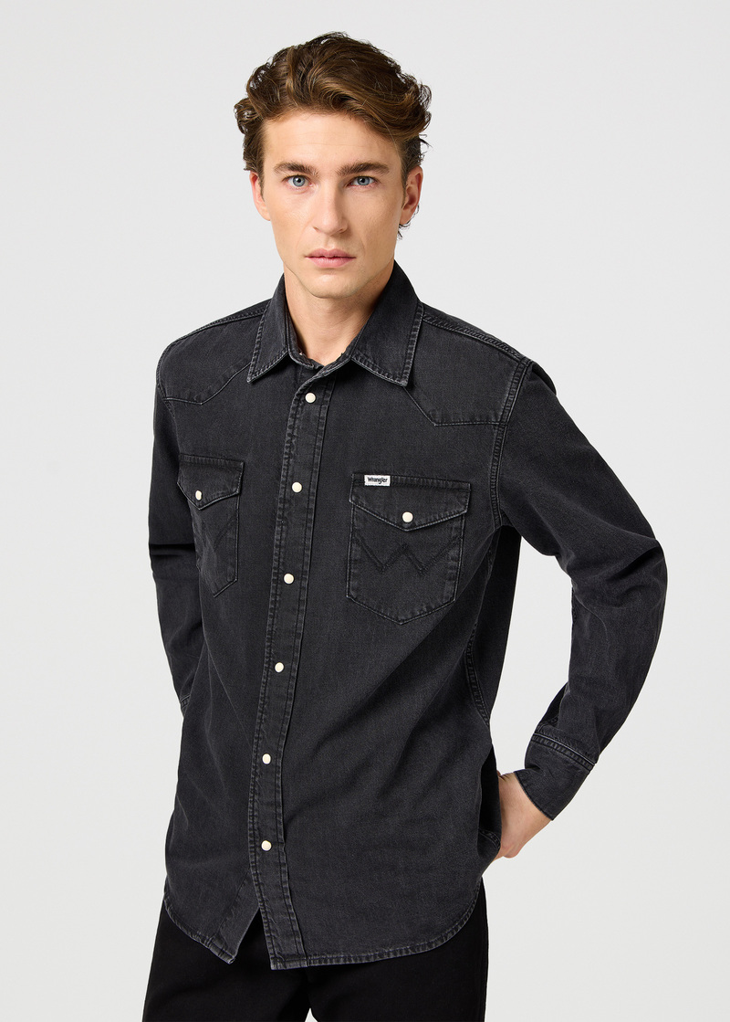 Wrangler Western Shirt Rinse Black - 112362906